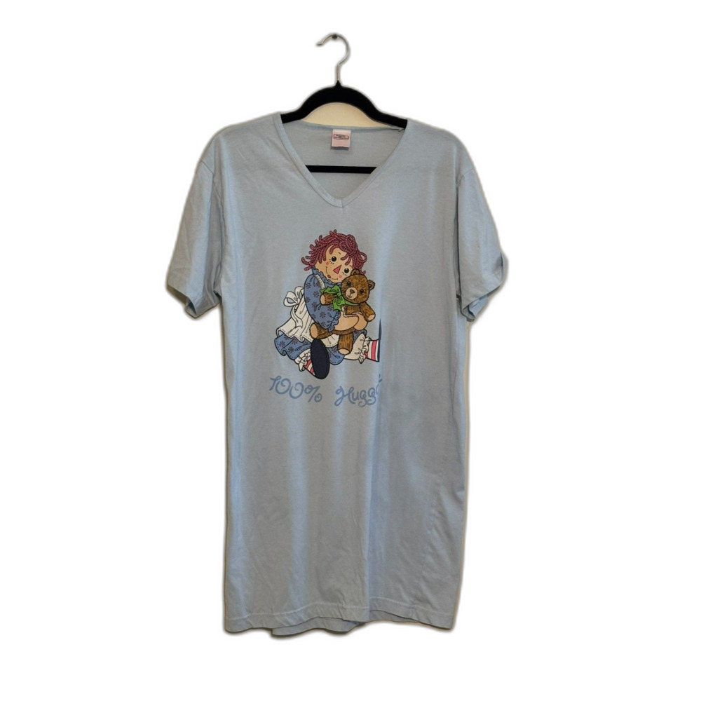 Raggedy Ann & Andy Graphic Nightshirt Light Blue V-Neck Sleepwear